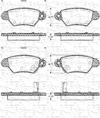 MAGNETI MARELLI 363702161048 -  Комплект тормозных колодок, дисковый тормоз